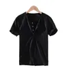 Retro Kurzarm T-shirt für Männer Oansatz Solide T Sommer Dünne Baumwolle Lose Tops Übergroße T-shirt M-5XL Männliche Kleidung 210601