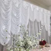 2021High Quality 1.5mX3m Ice Silk Backdrop with Sheer Voile Wave Valance Swag Wedding Decoration White Drapes Curtain Swag Stage Backgroud