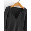 Kobiety dzianinowe top mody w szyku w stylu V Casual Chicki Lady Slim-Fit Kobieta z dzianiny T-shirt 210709