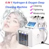 6 في 1 hydra dermabrasrasion آلة الأكسجين الوجه رذاذ المياه التطهير العميق rf الحيوي microlocurrent الوجه الرفع بالموجات الغسيل العناية بالبشرة