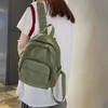 Backpack Korean Ulzzang Vintage Fashion Teenage Casual Ins Solid Color Women Canvas Bag Y2k Harajuku Zip Up School