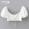 women candy colors pleats puff sleeve short smock blouse female lace edge stitching beach shirt chic sexy tops LS6856 210603