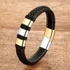 Braided Leather Rope Chain Gold Metal Men039s Bracelets Charm Stainless Steel Magnetic Clasp For Bracelet Homme Jewelry Gift9205581