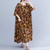 Mode Maxi Kleider Für Frauen Sommer 2021 Plus Größe Kleider Für Frauen 4XL 5XL 6XL Baumwolle Leinen Sukienka Boho kurzarm Kleid X0621