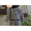 Mädchen Sets Kinder Kleidung Herbst Winter Plaid Koreanische Student Anzug Strickjacke Pullover + Shorts 2 stücke Kinder Outfits 210625