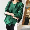 Women's Blouses & Shirts 2021 Autumn Winter Miyake Pleated Irregular Folded Women Handmade T-shirt Temperament Korean Aesthetic Clothes