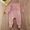 2020 pasgeboren baby romper warm fluwelen wrap feet romper lange mouw jumpsuit winter zachte outfits baby meisje jongen kleding 0-18M G1221