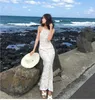 Casual Dresses 2021 Seaside Vacation Women's Halter Fishtail Dress Sexy Lace Bali Beach Straps Backless