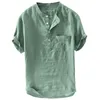 القمصان للرجال 2022 FASHING MENS Spring Summer Summer Shirt Shirt Short Sleeve Cotton Linen Stirts Men Gen