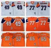 NCAA Vintage 75th Retro College Football Jerseys Сшитый белый синий оранжевый Джерси 0021