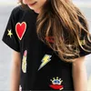 Детские летние повседневные черные платья для девочек-подростков Dr6 8, 10, 12, 14, 16 лет, черные платья с аппликацией «любовь», детская одежда для девочек