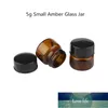 24 adet / grup Amber 5 ml Cam Göz Kremi Kavanoz Küçük Boş 5g Kadınlar Kozmetik Konteyner 5cc Doldurulabilir Örnek Test Pot Fabrika Fiyat Uzman Tasarım Kalitesi Son Stil