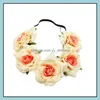 Hochzeits-Haarschmuck, handgefertigt, Weihnachtsstoff, Pfingstrose, Rose, Blumenkrone, Brautaccessoires, Abschlussball-Girlande für Brautjungfern-Kranz, Drop-Lieferung 2