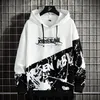 Heren Hoodies Sweatshirts High Street Print Hoodie Men Patchwork Hoodies Mens Hip Hop Haped Sweatshirt Streetwear Fashion Tops For Young Men 220826