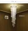 Modern Spiral Crystal Chandeliers Lighting Raindrop Stairs Chandelier Lamps GU10 Pendant Light Fixtures for Dining Room Indoor Home Deco