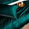 Embroidered Deep Green Blue Duvet Cover Set Premium Soft Egyptian Cotton Bedding set QueenKing size 4Pcs 1BedSheet 2Pillowcases C5673044