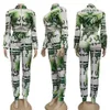 Omens Active Survêtements Mode Fleurs Motif avec Rayures Tenues Printemps Automne Veste Leggings pour Gros Tendance 2 Pièces Ensembles