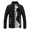 Winter Jacket Warm Zipper Closure Trendy Solid Color Stand Collar Puffer Jacket Male Windbreaker for Office G1108