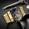 Brand Oulm Quartz Watches Men Military Waterproof Wristwatch Luxury Gold Stainless Steel Male Watch Relogio Masculino 211013