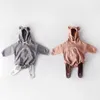 Citrus Autumn Winter Baby Romper Boy Grirls Baby Bear Print Long-sleeved Hooded Jumpsuit Velvet Thickening Babysuit G1023