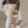 Pantaloni neonato Leggings in cotone a coste per tuta da bambina infantile Pantaloni con cinturino per ragazzi 3 colori 2021 Primavera Nuovo arrivo 210226