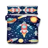 3D azul estrelado conjuntos universo space space temático cama de roupa de cama desenhos animados miúdo capa de edredão conjunto 2/3 pc au / EUA / UE tamanho de cama 210309