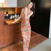 Summer Elegant Spaghetti Strap Women's Floral Print Sheath Dresses Evening Party Special Occasion Dress Vestidos 210529