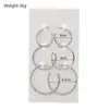 Huggie Huggie Trendy Silver Color 3Pairs/Sets Brincos conjuntos de personalidade de luxo Crystal para mulheres jóias de moda de aros