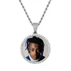 NEW Custom Ice out Large size 62 mm Image Picture Photo Big Round Pendant Necklaces Tennis Chains Cubic Zirconia Hip hop Jewelry