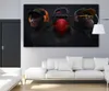 Drei Gorilla-Affen-Kopfhörer-Tier-Leinwandgemälde, Wohnzimmer, moderne Heimdekoration (ungerahmt), Gemälde, kostenloser Versand