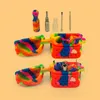 Smoking Multi-function Colorful Silicone Case Kit Glow In Dark Luminous Dry Herb Tobacco One Hitter Catcher Cigarette Holder Tip Oil Rigs Bong Straw Nails DHL Free