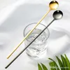 Stainless Steel Long Handle Mini Spoon Cold Drink Coffee Teaspoon Ice Cream Spoon Food Grade Safety Spoons Drinking Scoop XVT1536 T03