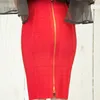 女性セクシーなスカートレディーガールスリムファッションレッドブラック包帯鉛筆弾性ボディコンスカートストライプジッパーハイウエストドレス服服
