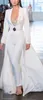 Berta White Prom Dresses Jumpsuits Long Sleeve Satin With Jackets Evening Gowns Plus Size robes de soirée Pants Suits Party Dress