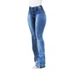 Vintage cintura alta lavado jeans para mujeres novio azul ancho pierna patchwork tassel denim pantalones pantalones más tamaño 210222