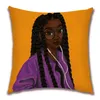 Beautiful Africa Princess Decorative Pillow Art Oil Painting Sofa Throw PillowCase Linen African Lifestyle Home Cushion Cover LLE11404
