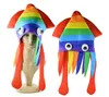 Rainbow Octopus Hat Party kolorowe kalmary czapka Halloween Cosplay morze kostium zwierzęcy śmieszne szalone akcesoria do nakrycia głowy