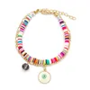ポリマー粘土Heishi Beads Strands Evil Eye Pearl Charm Bracelet Summer Beach Jewelry