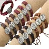 Hotting Dodici Constellazioni Bracciali Id in pelle Braccialetti di canapa avvolgenti in pelle vintage 12 Bracciali zodiacali Gioielli per uomo