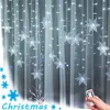 クリスマススノーフレークの弦楽ライトの花輪220V 110vガーランドの弦妖精ライト屋外の家の結婚式のパーティーイヤーの装飾211122