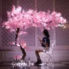 105cm Encryption Cherry Blossom Branch 3 Fork Sakura String Artificial Flower Silk Flower For Wedding Background Wall Decoration JJF12826