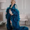 写真撮影のための優雅なチュール・ウエディングのマタニティローブ・セクシーなブライダル妊娠ドレスガウンカスタムメイド