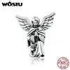 WOSTU Ailes d'anges Charms 925 Sterling Silver Vintage Perles Pendentif Fit Pour Femmes Bracelet Collier Véritable Bijoux CTC314 Q0531