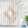 Altın Geometri Rhombus Nordic Mermer Doku Duş Perdeleri Banyo Perdesi Küvet Dekor için Su Geçirmez Polyester Kumaş 211116