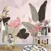 Nouveau Design Texture papier peint moderne plante tropicale feuilles rose oiseaux Mural salon chambre Restaurant papier peint pour mur 3D