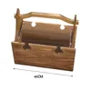 Camp Furniture Wooden Folding Table Portable Outdoor Beach Camping Garden Picnic Desk Tea Wine Glass Holder Storage Basket Burlywood