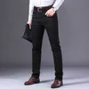 Pantalones vaqueros negros de estilo clásico para hombre, pantalones de mezclilla elásticos rectos de negocios informales a la moda, pantalones de marca para hombre, pantalones blancos caqui 210723