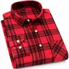 Youthful Vitality Men Brushed Plaid Checkered Shirts Single Patch Pocket Long-Sleeve Standard-fit Outerwear Casual Flannel Shirt297L