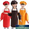 Aprons Kids Full Apron Bib Set With Pocket And Hat Sleeves Craft Kitchen Chef Cooking Art Children Diy Apparel1 Factory price expert design Quality Latest Style