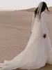 Einfaches modisches Boho-Strand-Chiffon-Hochzeitskleid mit langen Ärmeln, V-Ausschnitt, rückenfrei, böhmische Brautkleider, Sweep-Zug, formelle Kleider, Robe de Soir￩e de Mariage